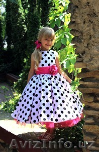 Платье детское белое в горох 10-005 - Изображение #1, Объявление #1209142