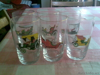 Продам Стаканы из Богемского стекла с наклейками машинок комплект из 6 стаканов. - Изображение #1, Объявление #669359
