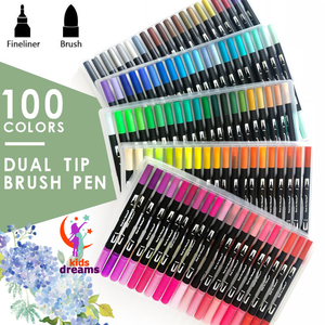 100 цветов двухсторонних маркеров-линеров на водной основе - Dual Tip Brush Pens - Изображение #1, Объявление #1711447