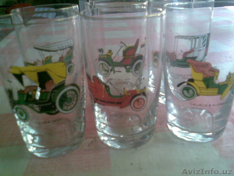 Продам Стаканы из Богемского стекла с наклейками машинок комплект из 6 стаканов. - Изображение #2, Объявление #669359