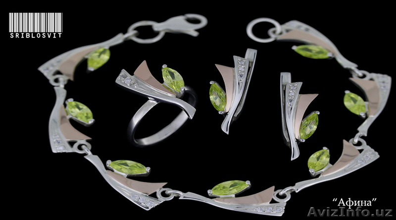 Наборы серебряные с золотыми вставками и цветными камнями ОПТОМ - Изображение #1, Объявление #1036262