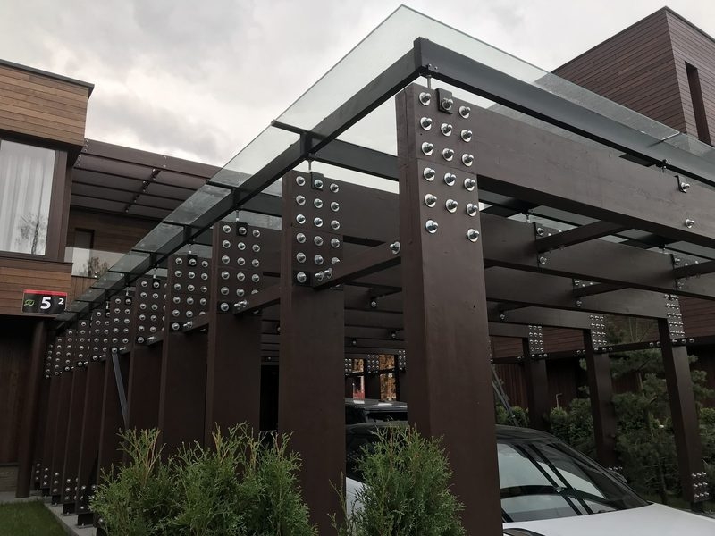 Изготовление навесов из металла и дерева, поликорбоната и стекла каленного. В пр - Изображение #4, Объявление #1649846