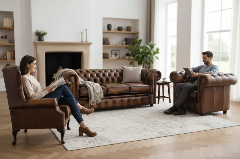 Chesterfield Leather 3 Seater + Mallory Wing Chair + Club Chair Sofa Offer Antiq - Изображение #3, Объявление #1753852